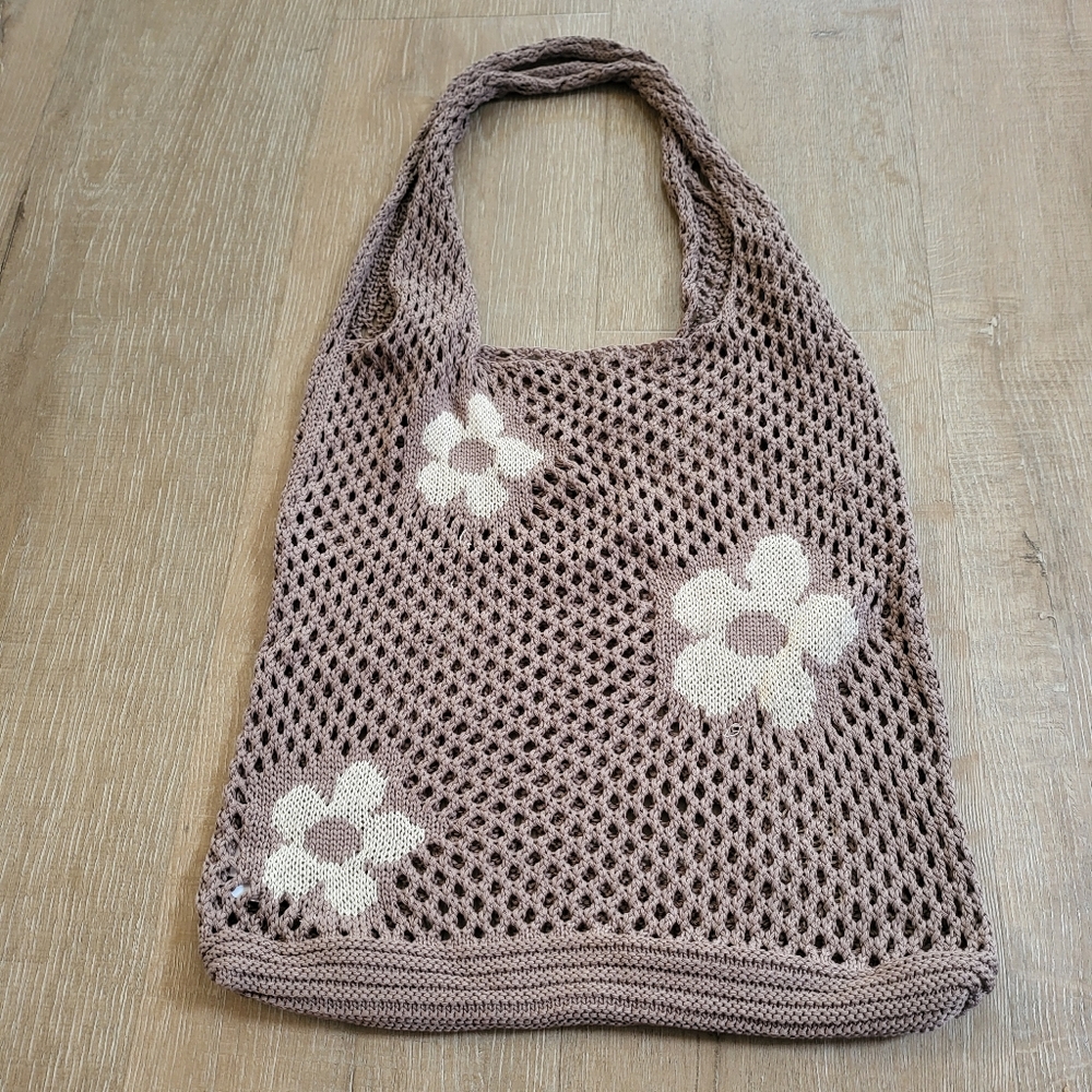 Boho Crochet Beach Tote Bag Flower Pattern